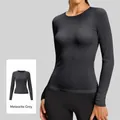 Maglia da yoga a maniche lunghe slim fit grigio meteorite in tessuto a maglia - Taglia S / Top / Grigio Meteorite