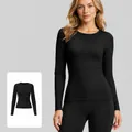 Maglia sportiva nera a maniche lunghe da donna elasticizzata per yoga e fitness - Taglia S / Top / Nero