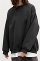 Detail of ribbed cuffs and shoulder seams on a black loose-fit crewneck sweatshirt - S / Dark Gray