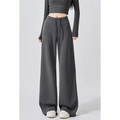 Pantaloni sportivi da donna grigio scuro a vita alta con coulisse regolabile in vita - S / grigio scuro