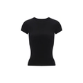 T-shirt de sport yoga pour femme coupe ajustée en noir uni avec col rond classique - L / Noir
