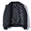 Men's black quilted bomber jacket with diamond lattice lining and ribbed collar in size M - M / Tops / Black Padded