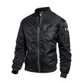 Chaqueta bomber MA-1 negra clásica con cremallera metálica y bolsillo de manga - M / Negro