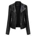 Detailed view of silver metallic studs on lapel and quilted patterns on black leather jacket - XS / Black