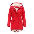 Damen Winter Parka in Rot mit warmem Fleece-Futter und verstellbarem Kordelzug - S / Rot