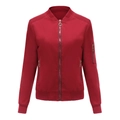 Chaqueta bomber ajustada burdeos para mujer con cremallera plateada y detalles acolchados - 3XL / Rojo