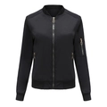 Chaqueta bomber negra de mujer con cremalleras doradas y detalles acolchados en hombros - 3XL / Negro