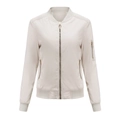 Women's cream white bomber jacket with metal zippers and ribbed cuffs in casual style - Off-white