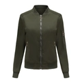 Women's dark green bomber jacket with metallic zipper and utility sleeve pocket detail - Army Green