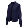 Blouson bomber bleu marine pour femme avec rayures blanches et doublure matelassée - S / Bleu Marine