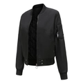 Classic black bomber jacket with quilted lining and sleeve pocket with a smile ribbon - M / Black