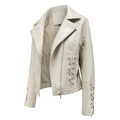 Detail of off-white leather biker jacket with lace-up rivet design on sleeves and sides - S / Off-white