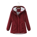 Women's burgundy hooded parka with warm white fleece lining and drawstring waist - S / Burgundy