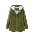 Detail of army green winter parka showing warm white fleece lining and zipper closure - S / Army Green