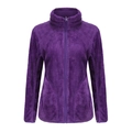 Giacca in pile viola scuro da donna con zip intera e collo alto in morbido pile caldo - M / Viola per Donna