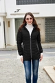 Slim fit black long-sleeve quilted cotton coat for women with small stand collar - S / Black