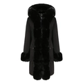 Détail de la parka noire pour femme avec doublure et bordure de capuche en fourrure - L / Noir