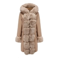 Khaki long hooded parka with thick faux fur trim and windproof fabric for winter - L / Khaki