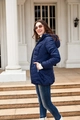 Women's dark blue hooded quilted jacket with slim fit design and zipper pockets - S / Navy Blue