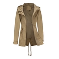 Khaki katoenen damesparka met capuchon, verstelbare taille en metalen ritssluiting - Abrikoos / S