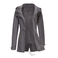 Dark grey cotton hooded parka jacket for women featuring adjustable waist drawstring - Gray