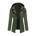 Damen-Windjacke in Armeegrün mit Kapuze, Kordelzug und praktischen Druckknöpfen - Armeegrün
