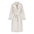 Detail view of waist belt tied in a bow on a beige long oversized trench coat - S / Off White