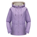 Detailed view of light purple hooded windbreaker with drawstring and flap pockets - Lavender