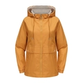Detail of hooded windbreaker with drawstring, metal zipper, and large flap pockets - Gold Yellow
