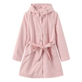 Detalle de chaqueta rosa resistente al agua con capucha, botones a presión y cordón - S / Rosa