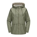 Close-up of hooded windbreaker with contrast lining, metal zipper, and cargo pockets - S / Bean Green