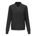 Women's lightweight black bomber jacket with ribbed collar and sleeve zipper pocket - S / Black