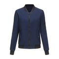 Navy blue women's bomber jacket with black ribbed trim and sleeve utility pocket - S / Dark Blue