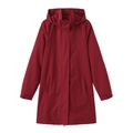 Detalle de gabardina rojo oscuro resistente al agua con capucha y puños con tira de velcro - S / Burdeos