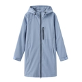 Detail of light blue hooded windbreaker showing zipper pockets and velcro adjustable cuffs - Light Blue
