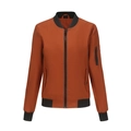 Leichte Damen-Bomberjacke in Rostrot mit schwarzen Rippbündchen und Ärmeltasche für Damen - Karamellbraun
