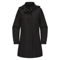 Women black long sleeve windproof jacket with removable hood and water resistant fabric - S / Black