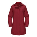 Women's waterproof windbreaker jacket with detachable hood in deep red solid color - S / Burgundy