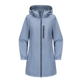Detailansicht der wasserabweisenden Outdoor-Jacke mit verstellbaren Bündchen und Taschen - Hellblau