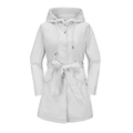 Detalle de gabardina impermeable con capucha, cordón ajustable y cinturón a juego - S / Blanco Grisáceo