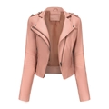 Slim fit pink faux leather biker jacket with rivets and quilted sleeve details - Pink