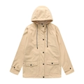 Detail of water-resistant hooded trench coat with fleece lining and drawstrings - Apricot