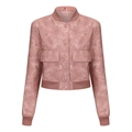 Chaqueta bomber oversize de ante rosa para mujer con puños acanalados y bolsillos cargo - S / Rosa Loto