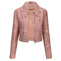 Women's slim fit faux suede jacket in dusty rose pink with front zipper and pockets - Lotus root pink