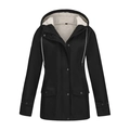 Detail eines wasserdichten schwarzen Windbreakers mit weißem Teddyfutter und Doppelverschluss - S / Schwarz