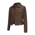 Dark brown faux leather biker jacket with zipper sleeves and front chest pockets - Camel