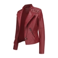 Giacca da motociclista da donna in finta pelle rosso scuro con occhielli in metallo - Taglia S / Top / Rosso