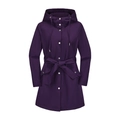 Women's deep purple hooded waterproof trench coat with adjustable waist belt - Purple Blue