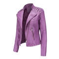 Damen lila Kunstleder-Bikerjacke mit asymmetrischem Reißverschluss und Metallösen - S / Oberteile / Violett