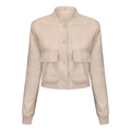 Oversized apricot faux suede flight jacket with ribbed trim and front cargo pockets - Off White